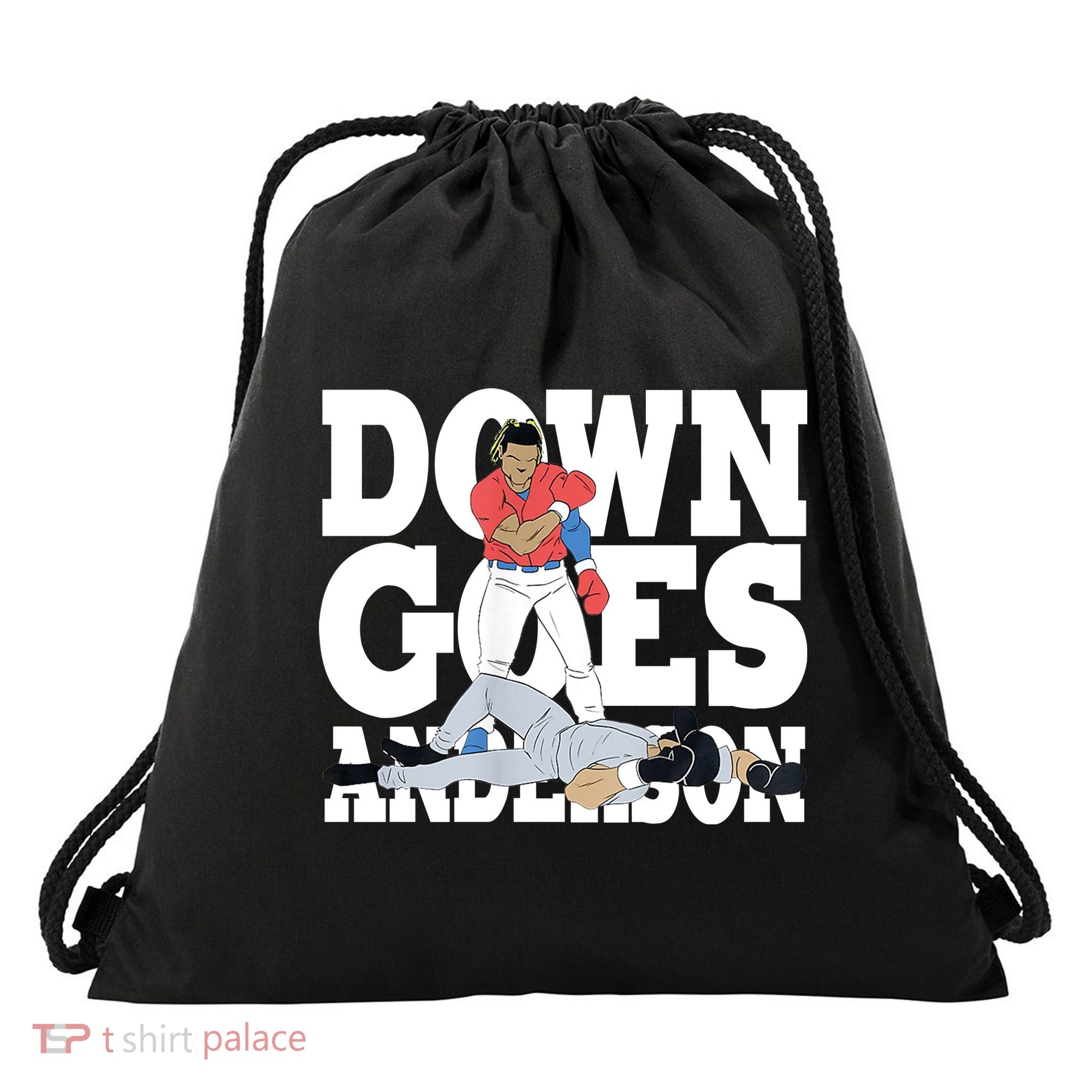 Down Goes Anderson Baseball Fight Drawstring Bag