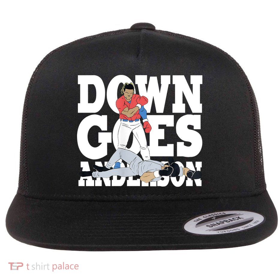 Down Goes Anderson Baseball Fight Flat Bill Trucker Hat