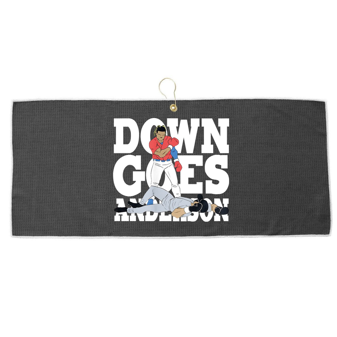 Down Goes Anderson Baseball Fight Large Microfiber Waffle Golf Towel