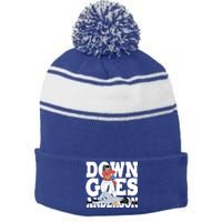 Down Goes Anderson Baseball Fight Stripe Pom Pom Beanie