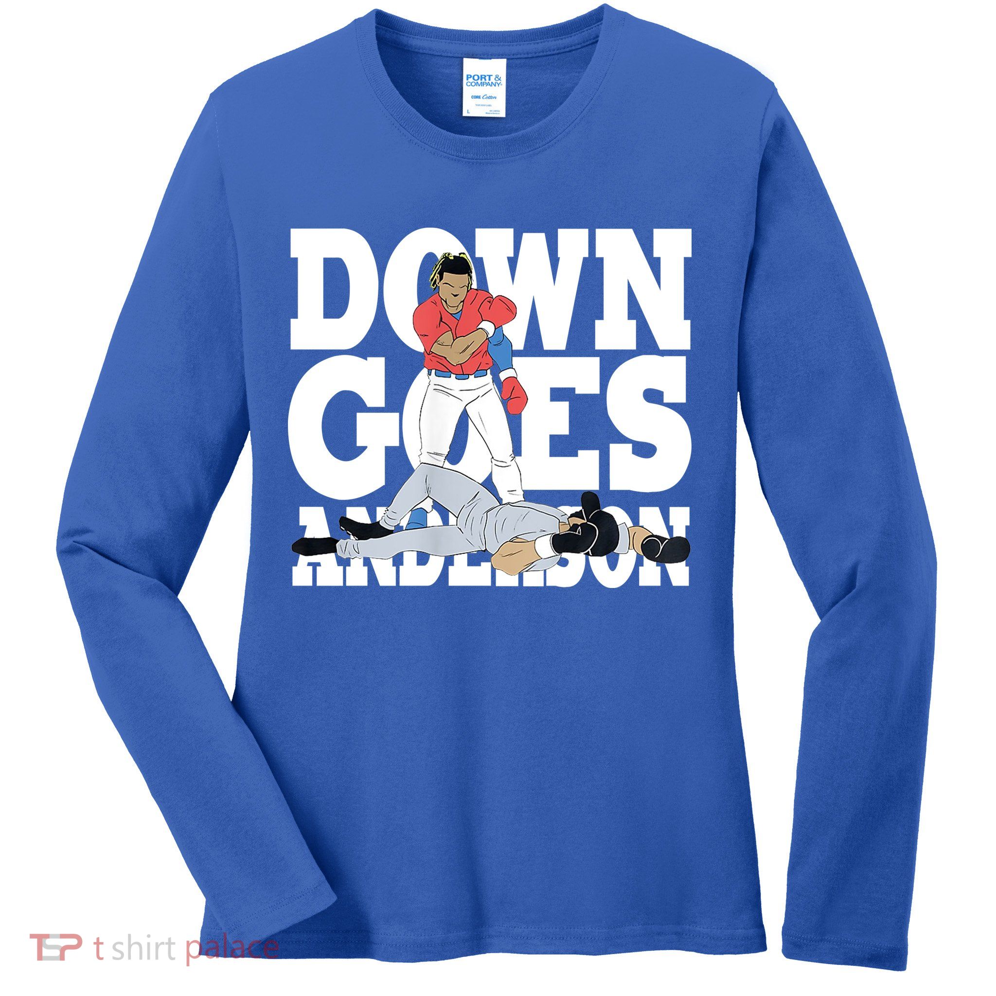 Down Goes Anderson Baseball Fight Ladies Long Sleeve Shirt