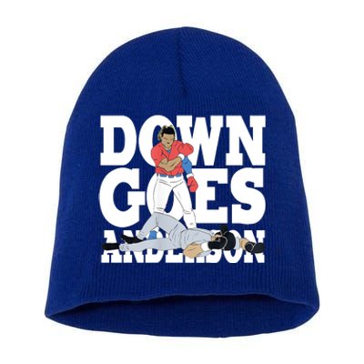 Down Goes Anderson Baseball Fight Short Acrylic Beanie