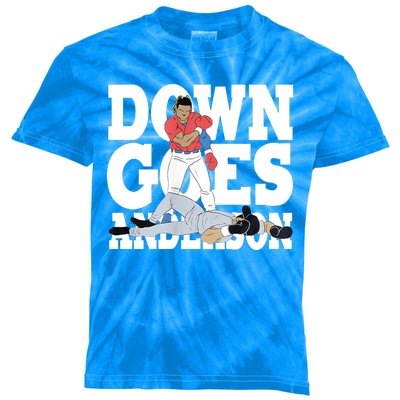 Down Goes Anderson Baseball Fight Kids Tie-Dye T-Shirt