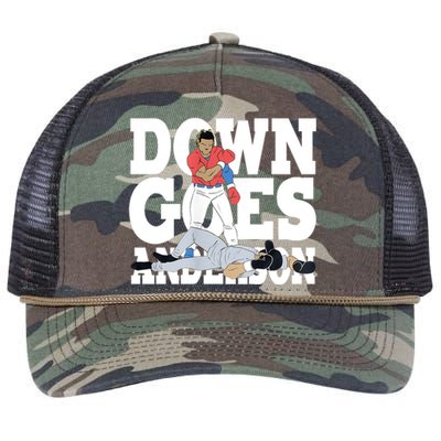 Down Goes Anderson Baseball Fight Retro Rope Trucker Hat Cap