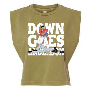 Down Goes Anderson Baseball Fight Garment-Dyed Women's Muscle Tee