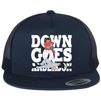 Down Goes Anderson Baseball Fight Flat Bill Trucker Hat