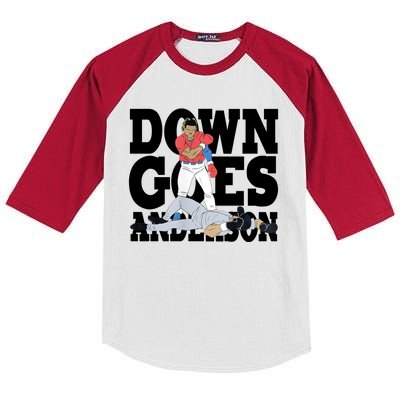 Down Goes Anderson Baseball Fight Kids Colorblock Raglan Jersey