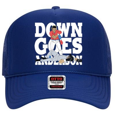 Down Goes Anderson Baseball Fight High Crown Mesh Back Trucker Hat