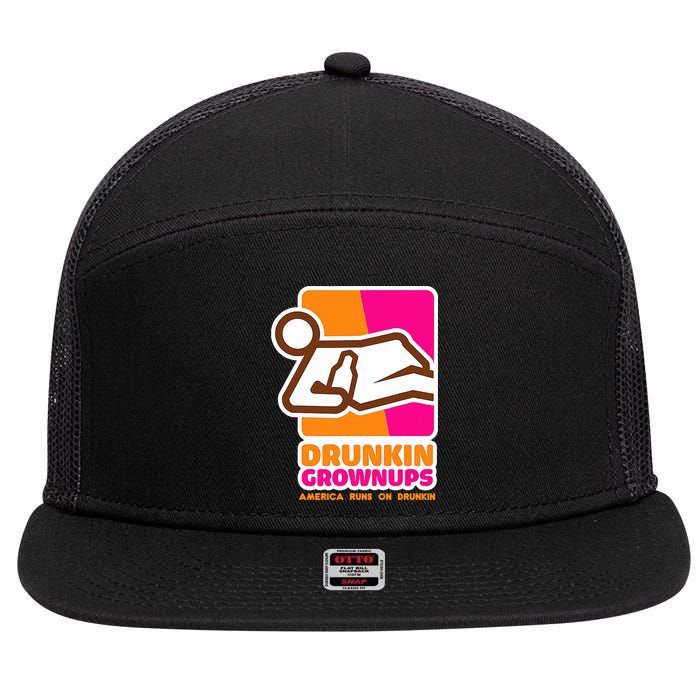 Drunkin Grownups Adult Party Sarcastic Drinking 7 Panel Mesh Trucker Snapback Hat