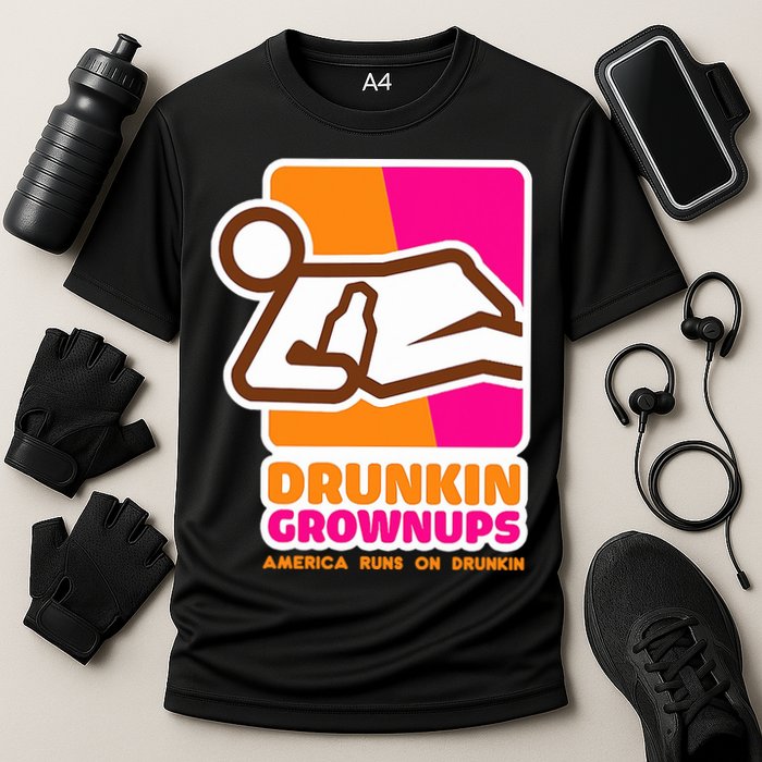 Drunkin Grownups Adult Party Sarcastic Drinking Cooling Performance Crew T-Shirt