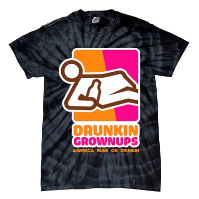 Drunkin Grownups Adult Party Sarcastic Drinking Tie-Dye T-Shirt