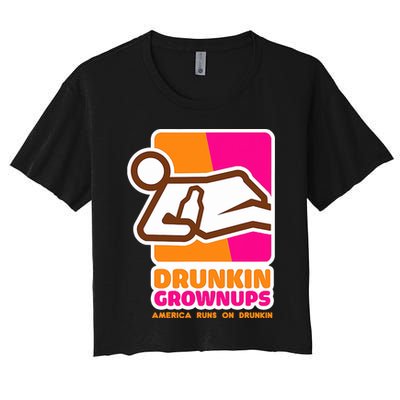 Drunkin Grownups Adult Party Sarcastic Drinking Crop Top