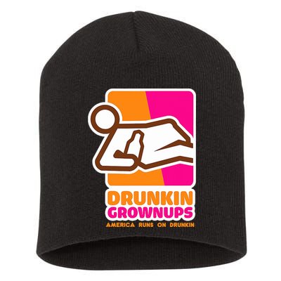 Drunkin Grownups Adult Party Sarcastic Drinking Short Acrylic Beanie