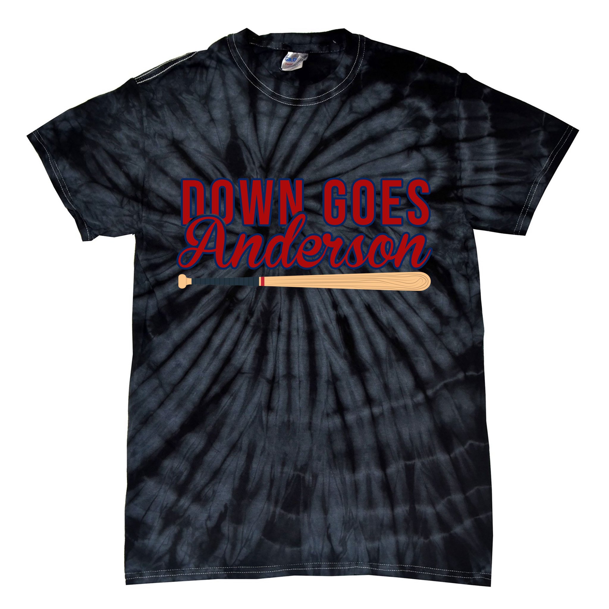 Down Goes Anderson Baseball Bat Tie-Dye T-Shirt
