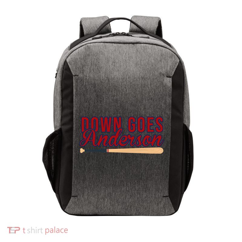 Down Goes Anderson Baseball Bat Vector Backpack