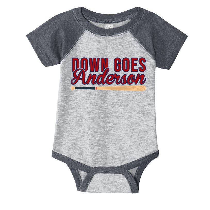 Down Goes Anderson Baseball Bat Infant Baby Jersey Bodysuit