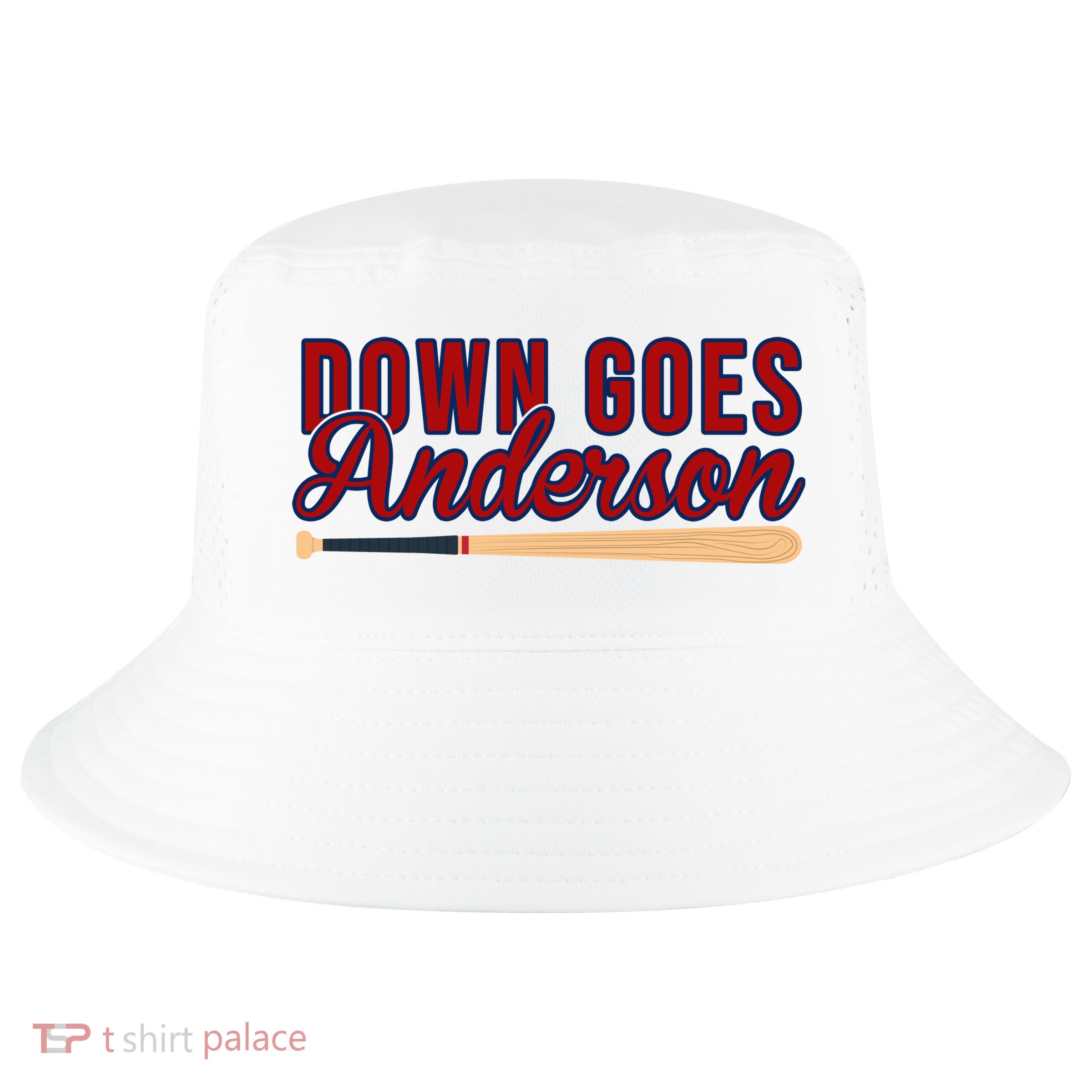 Down Goes Anderson Baseball Bat Cool Comfort Performance Bucket Hat