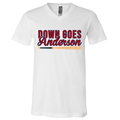 Down Goes Anderson Baseball Bat V-Neck T-Shirt