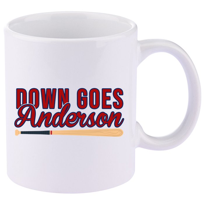 Down Goes Anderson Baseball Bat 11oz C Handle Ceramic Mug