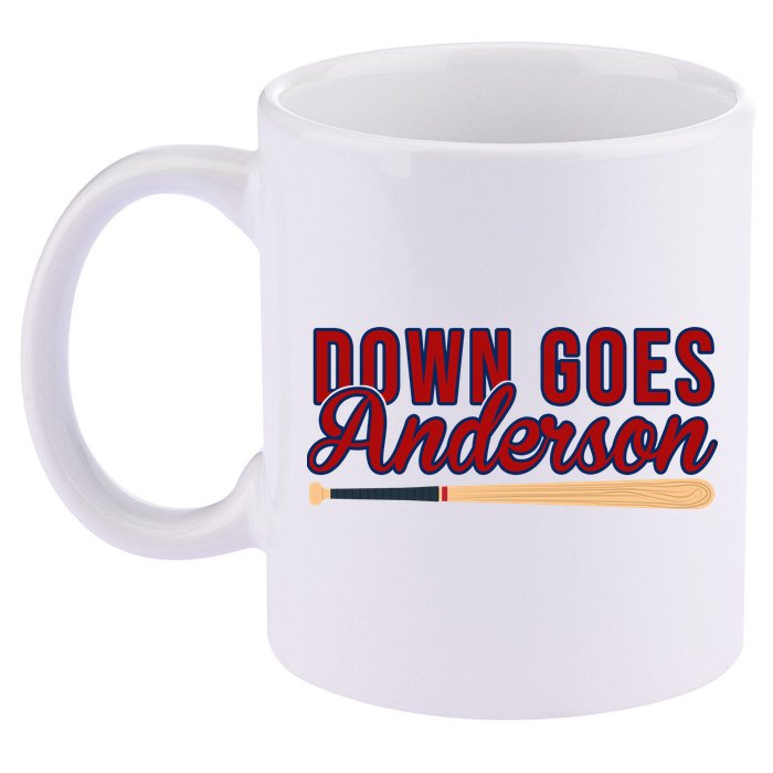 Down Goes Anderson Baseball Bat 11oz C Handle Ceramic Mug