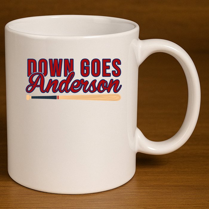 Down Goes Anderson Baseball Bat 11oz C Handle Ceramic Mug