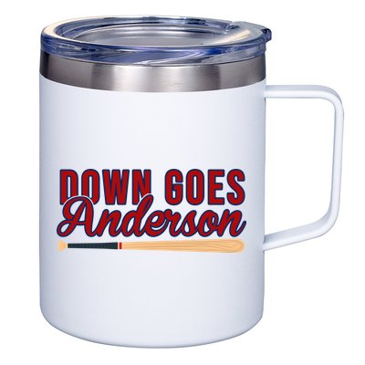Down Goes Anderson Baseball Bat 12oz Stainless Steel Coffee Mug