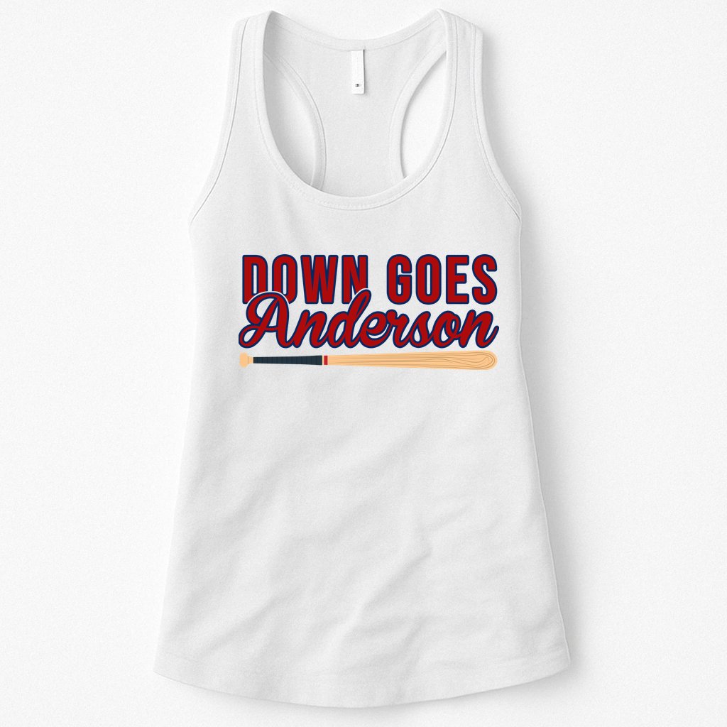 Down Goes Anderson Baseball Bat Womens Tank Top