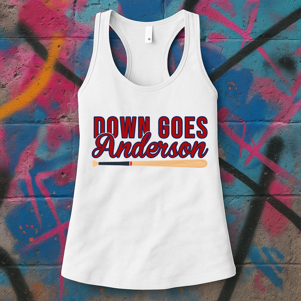 Down Goes Anderson Baseball Bat Womens Tank Top