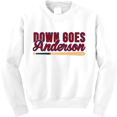 Down Goes Anderson Baseball Bat Kids Sweatshirt
