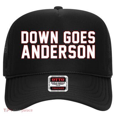 Down Goes Anderson Baseball Cleveland Vs Chicago High Crown Mesh Back Trucker Hat