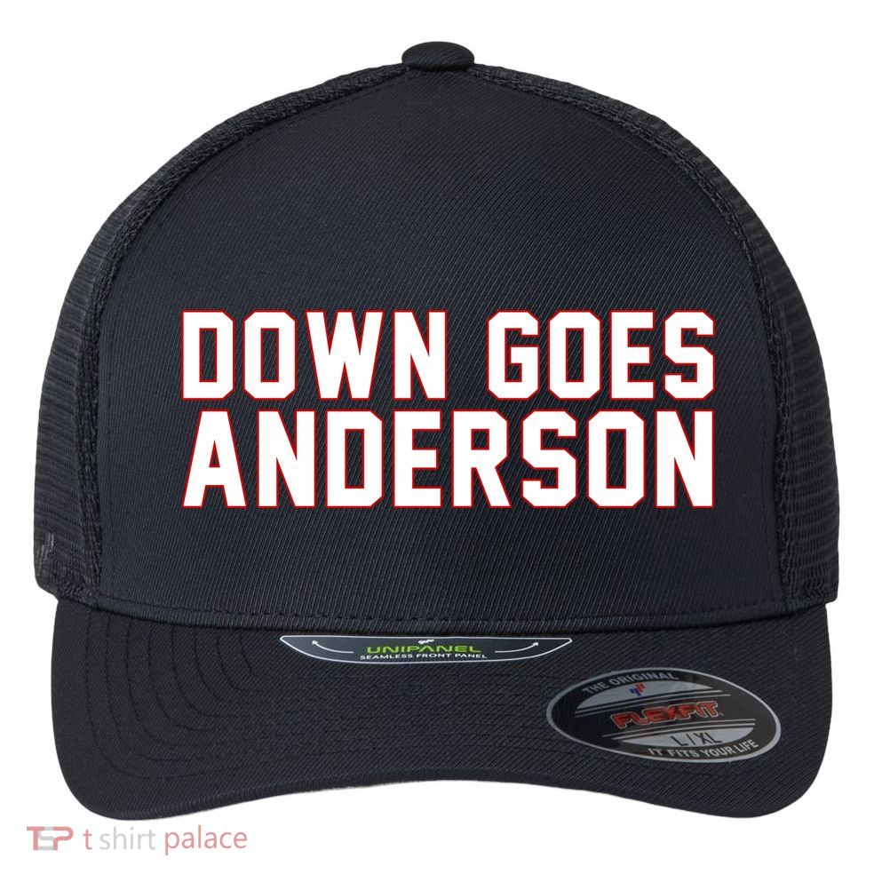 Down Goes Anderson Baseball Cleveland Vs Chicago Flexfit Unipanel Trucker Cap