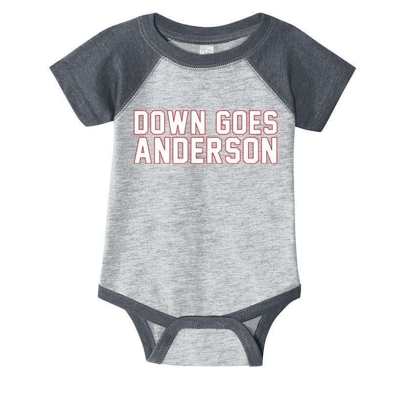 Down Goes Anderson Baseball Cleveland Vs Chicago Infant Baby Jersey Bodysuit