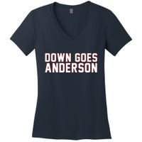 Down Goes Anderson Baseball Cleveland Vs Chicago Women's V-Neck T-Shirt