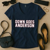 Down Goes Anderson Baseball Cleveland Vs Chicago Women's V-Neck T-Shirt