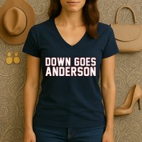 Down Goes Anderson Baseball Cleveland Vs Chicago Women's V-Neck T-Shirt