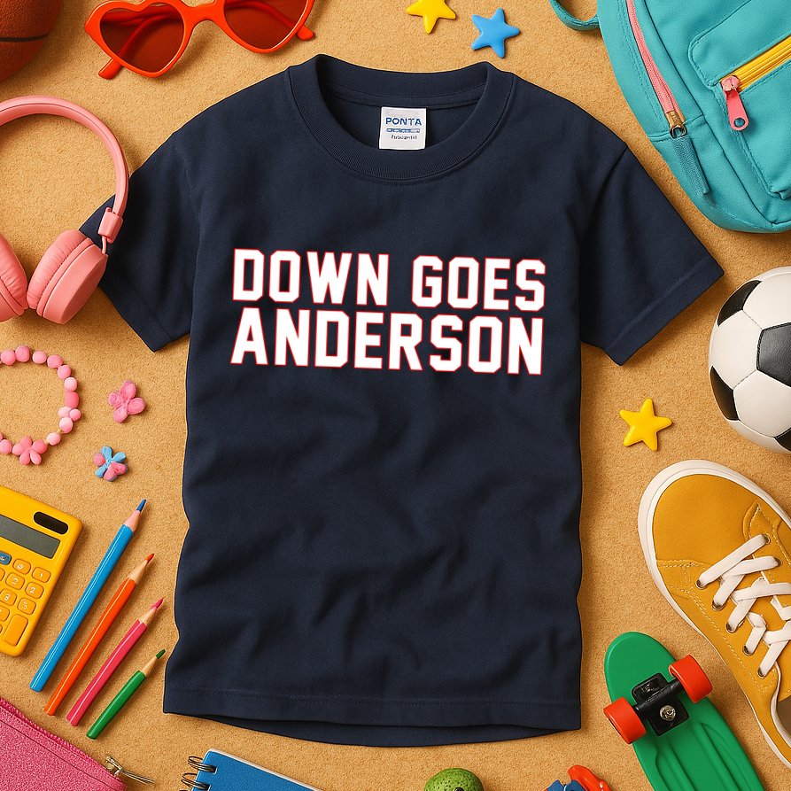 Down Goes Anderson Baseball Cleveland Vs Chicago Kids T-Shirt