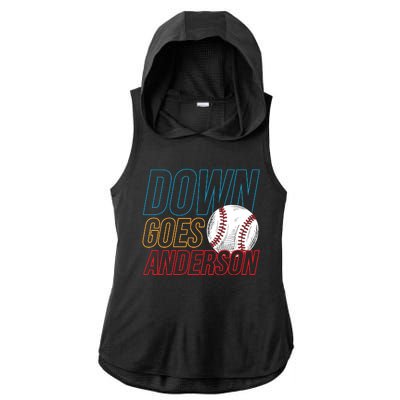 Down Goes Anderson Baseball Cleveland Chicago Fight Ladies PosiCharge Tri-Blend Wicking Draft Hoodie Tank