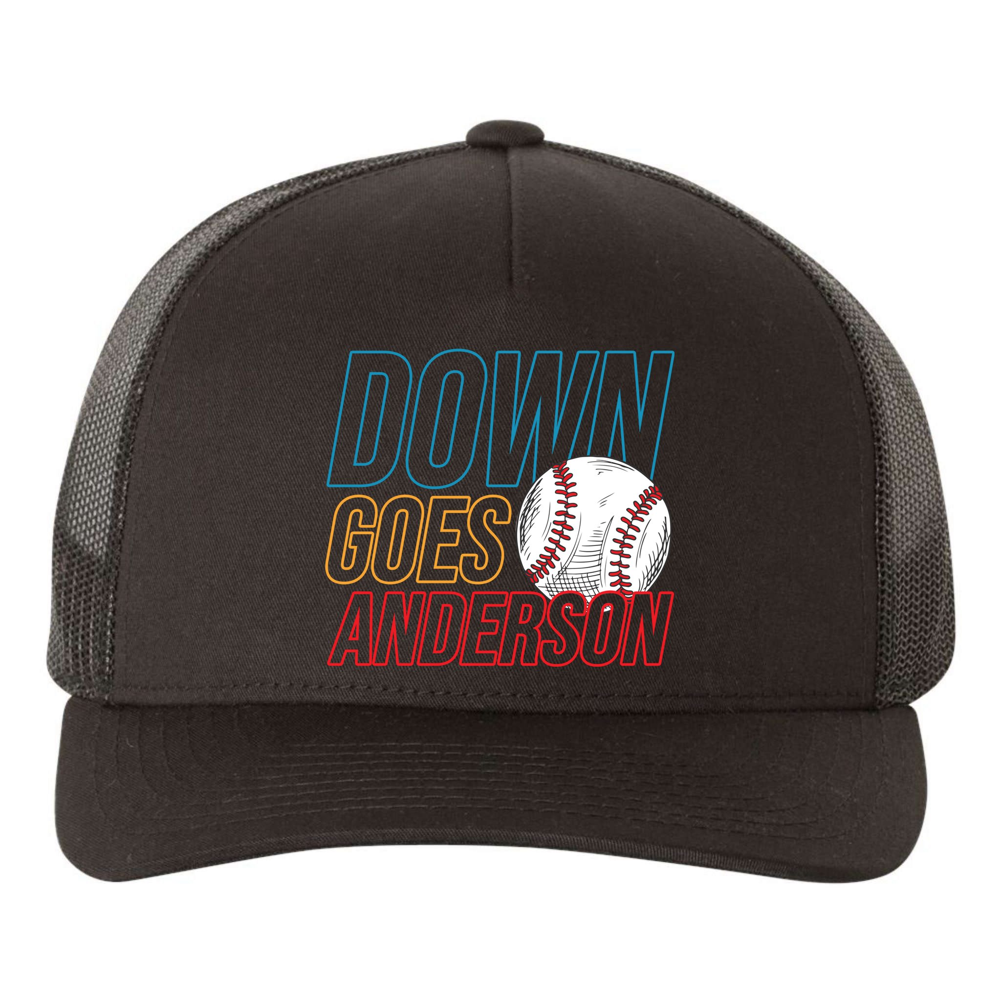 Down Goes Anderson Baseball Cleveland Chicago Fight Yupoong Adult 5-Panel Trucker Hat