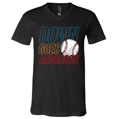 Down Goes Anderson Baseball Cleveland Chicago Fight V-Neck T-Shirt