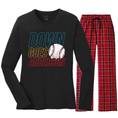 Down Goes Anderson Baseball Cleveland Chicago Fight Women's Long Sleeve Flannel Pajama Set 