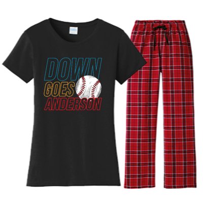 Down Goes Anderson Baseball Cleveland Chicago Fight Women's Flannel Pajama Set