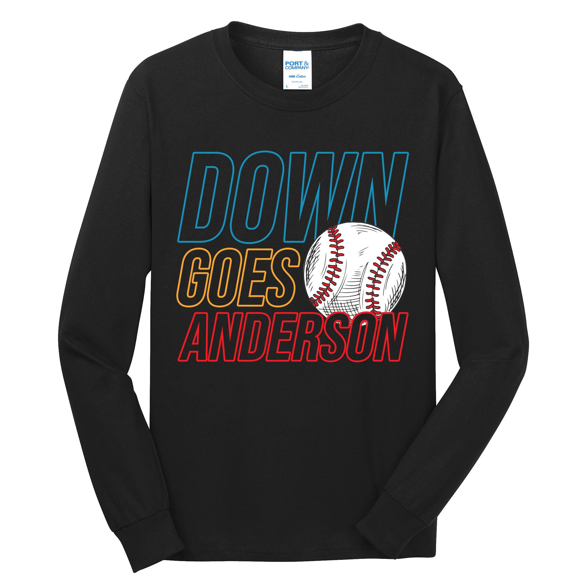 Down Goes Anderson Baseball Cleveland Chicago Fight Tall Long Sleeve T-Shirt