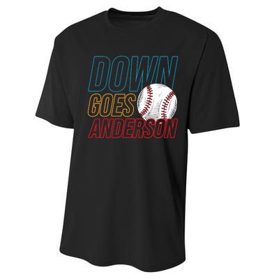 Down Goes Anderson Baseball Cleveland Chicago Fight Performance Sprint T-Shirt