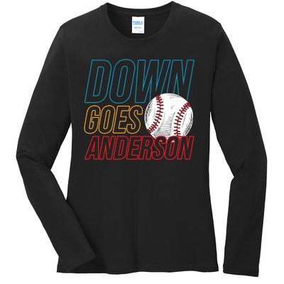 Down Goes Anderson Baseball Cleveland Chicago Fight Ladies Long Sleeve Shirt