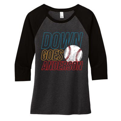 Down Goes Anderson Baseball Cleveland Chicago Fight Women's Tri-Blend 3/4-Sleeve Raglan Shirt