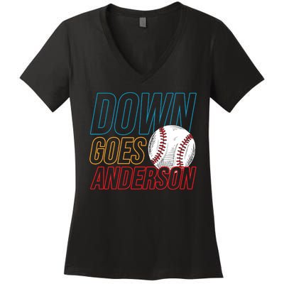 Down Goes Anderson Baseball Cleveland Chicago Fight Women's V-Neck T-Shirt