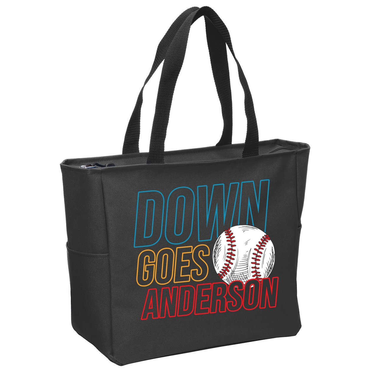 Down Goes Anderson Baseball Cleveland Chicago Fight Zip Tote Bag