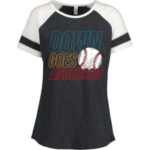 Down Goes Anderson Baseball Cleveland Chicago Fight Enza Ladies Jersey Colorblock Tee