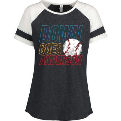 Down Goes Anderson Baseball Cleveland Chicago Fight Enza Ladies Jersey Colorblock Tee