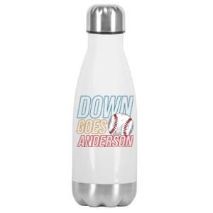 Down Goes Anderson Baseball Cleveland Chicago Fight Stainless Steel Insulated Water Bottle